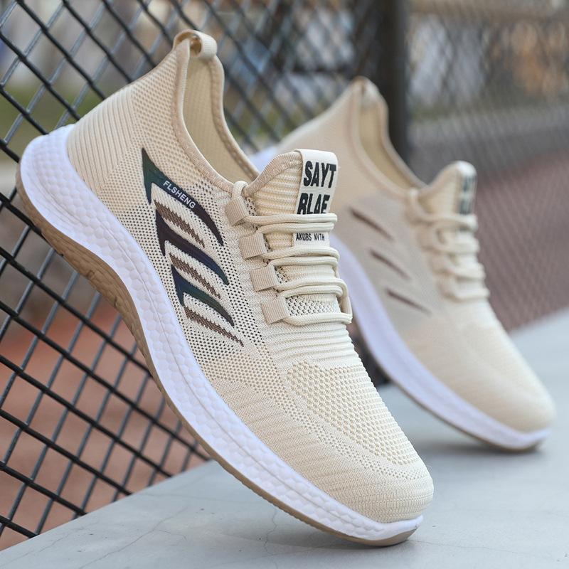 Summer new men's shoes fly-woven breathable sports casual shoes fashion versatile mesh cloth shoes medium shoes