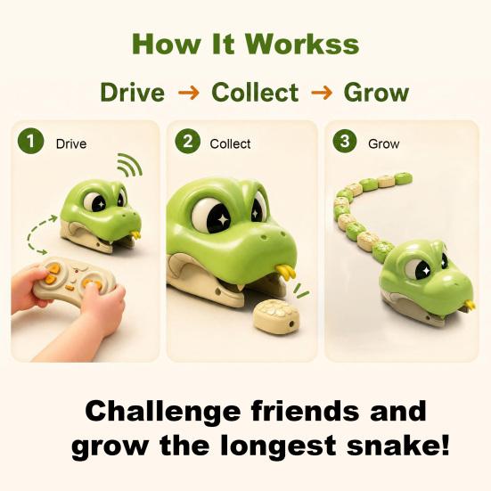 Toddlers Snake Toy 1/2 Sets Remote Control Magnetic Toy, 2 Players Competitive Eating Itself Indoor Parent-Child Interactive for Boys Girls Two Player