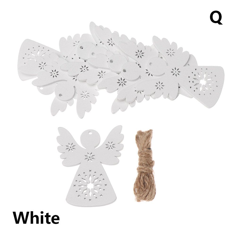 Drop Pendant Home Decor Wooden Ornaments  Santa/Elk/Angel Christmas Tree Decoration Xmas Hanging Q белый