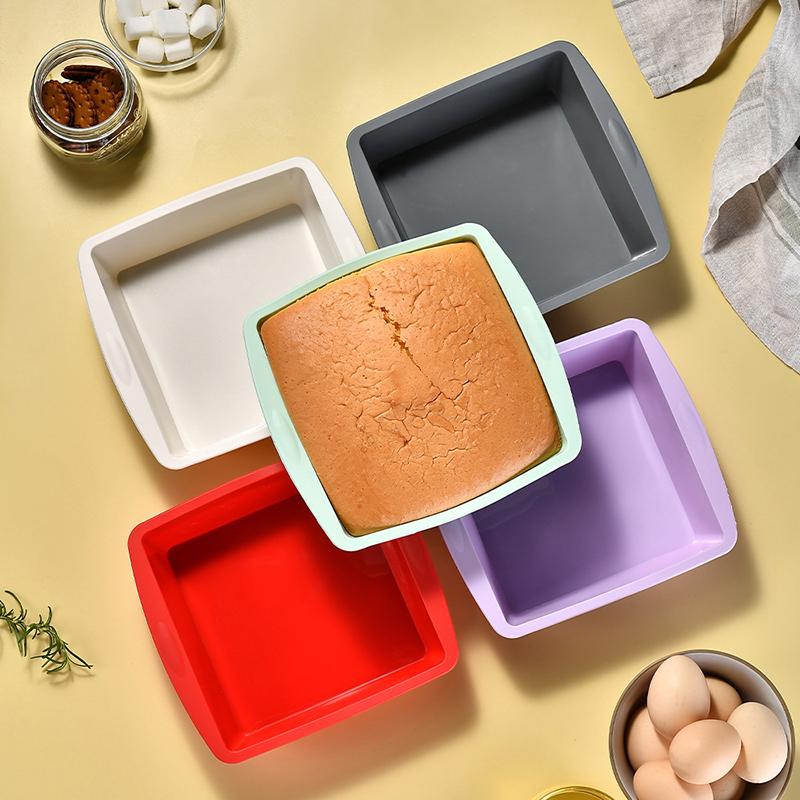1/2Pcs Silicone Square Round Cake Plate Non-Stick Brownie Pot W/Anti-Slip Handle Oven And Air Fryer Safe Perfect For Baking Cake