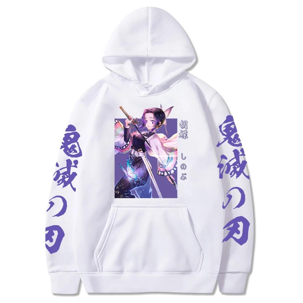 Demon Slayer Japan Anime Männer und Frauen Hoodies Langarm Shinobu Kocho Plus Size Sweatshirts Unisex Herbst Winter Pullover
