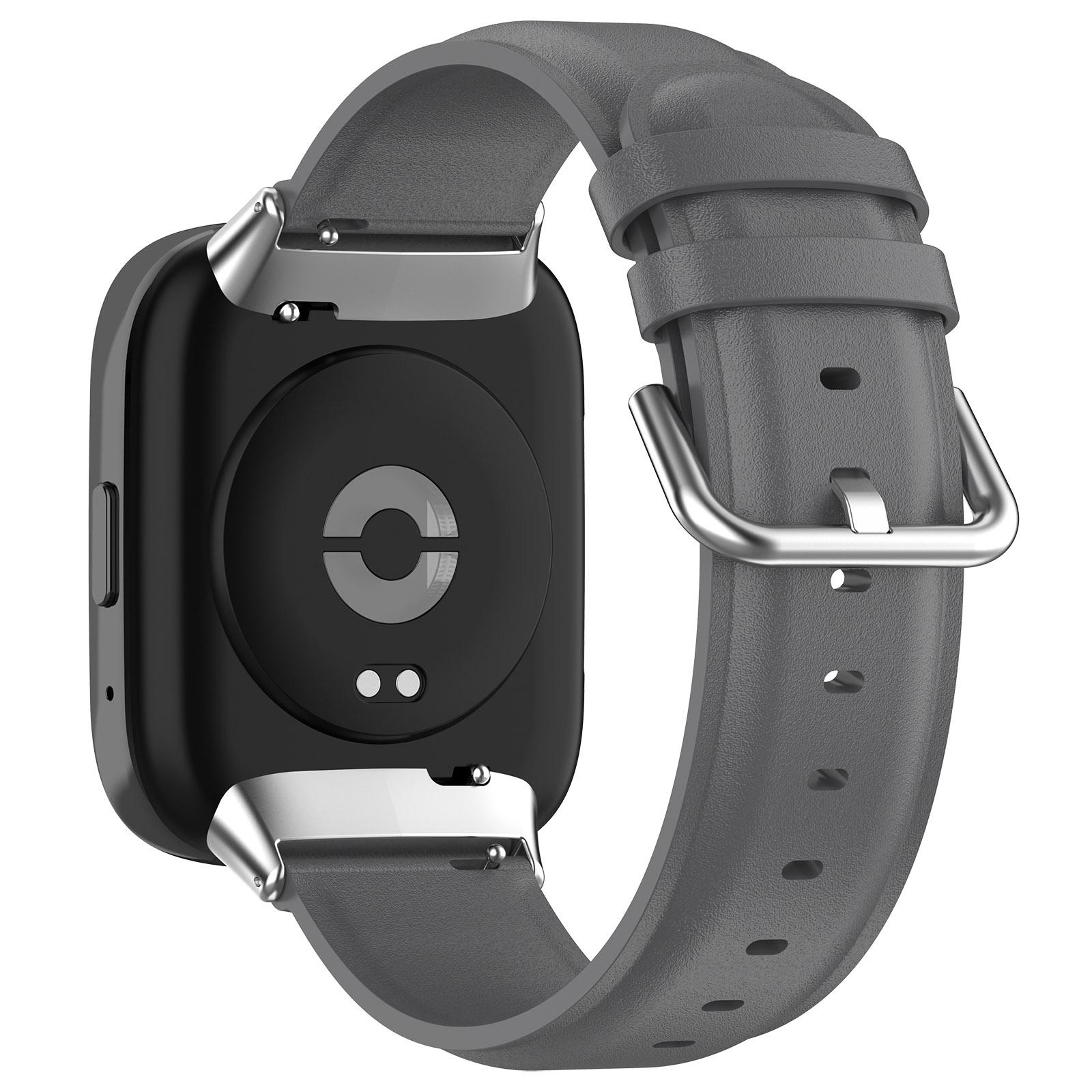 

Watch Band for Xiaomi Redmi Watch 3 Active/Redmi Watch 3 Lite,Genuine Cow Leather Wrist Straps with Connector Grey