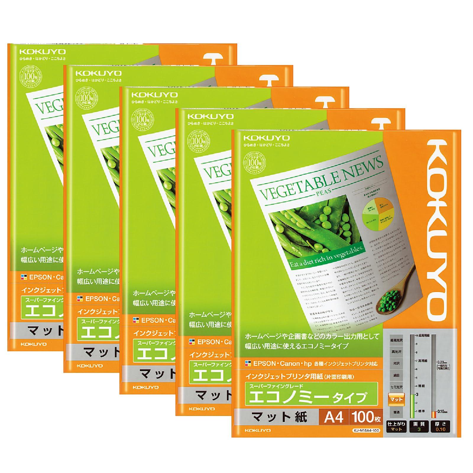 

Kokuyo Струйный принтер 100 листов на бумагу, Экономичный, A4, Упаковка, 5 упаковок, KJ-M18A4-100X5