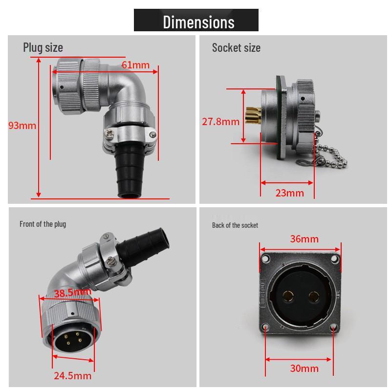 Weipu Waterproof Right Angle Aviation Plug WY282347 - 12 to 26 Pin TVZ.