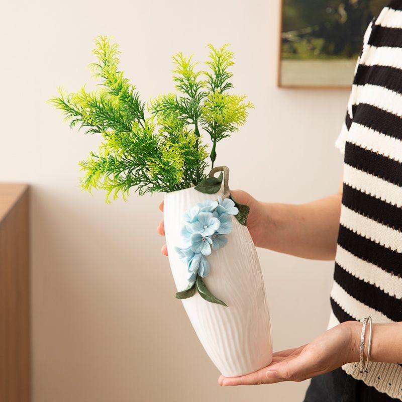 Handgefertigte Pfingstrosen Keramikvase, Dekorativer Blumenvasen im chinesischen Stil für Wohnzimmer & Büro Heimdekoration