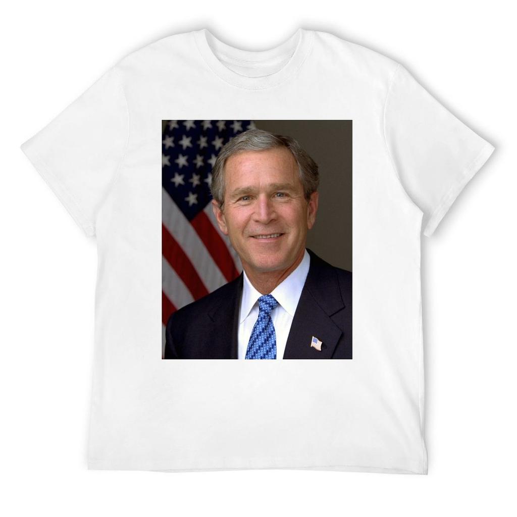 George Bush Junior Portrait T-Shirt graphic t shirts sports fans summer shirt plain white t shirts men
