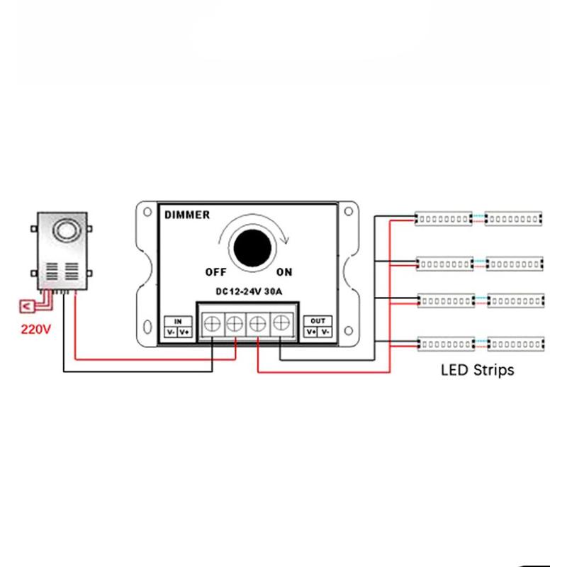 12v 24v Led  Dimmer  Switch 30a 360w Regulator Adjustable Controller Soft Stable Pwm Digital Dimming
