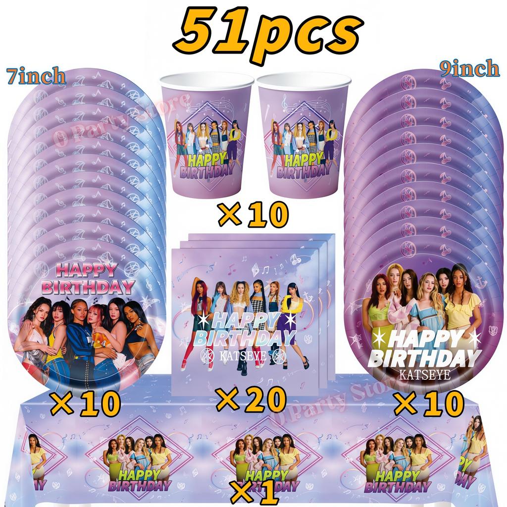 Kpop K&Katseye Birthday Party Decoration Plate Cup Banner Balloon for Girl Party Favor Idol Fans Gift Baby Shower Event Supplies
