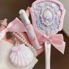 Flowerknows Makeup Hand  Shell Pearl Collection Makeup Mirrors High Beauty Portable Hand Mirror