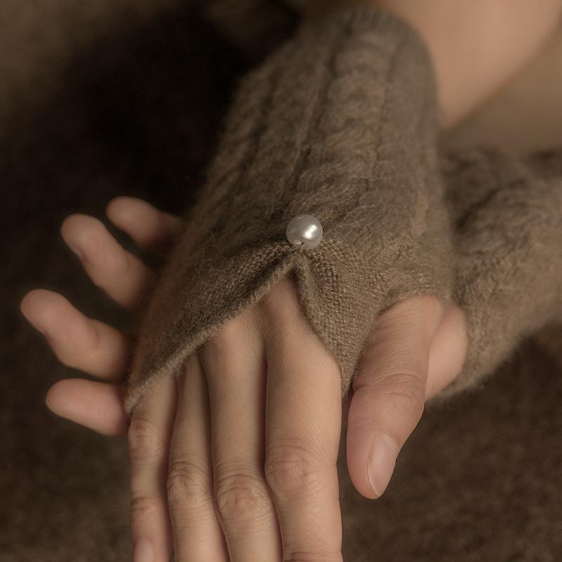 

Кашемир Новая Осень и Зима Женские Митенки с Открытыми Пальцами Плетеные и Перекрученные Теплые Защитники Рук One Size