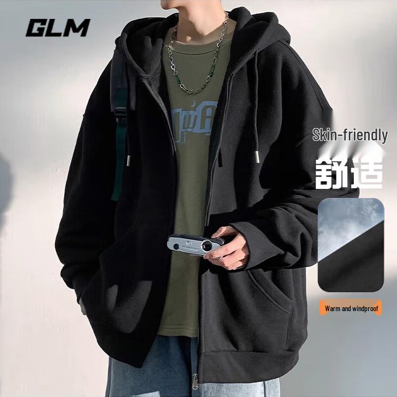 

GLM Men s Loose Fit Hooded Zip-Up Cardigan Jacket XL