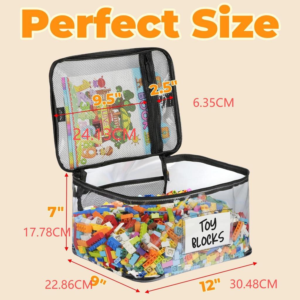 Lego-Compatible Building Blocks Storage Bucket with Wood Toy Classification