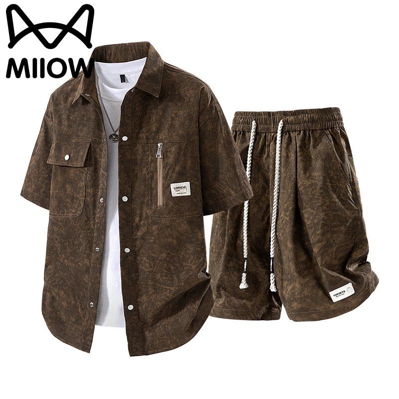 MiiOW Men s Tie-dye Short Sleeve Shirt & Shorts Set 3XL