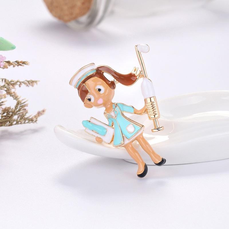 Brooches  Ink Blue Gift for Nurse Women Alloy Hospital Doctor Professional Casual Brooch Pins