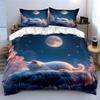 White Cat Sleeps On Dreamy Cloud Duvet Cover Set With 3D Printing Design Soft Polyester Bedding Set All-Season Comfort