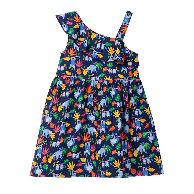 ONE SHOULDER RUFFLE DRESS NAVY BLUE 7 Years темно-синий