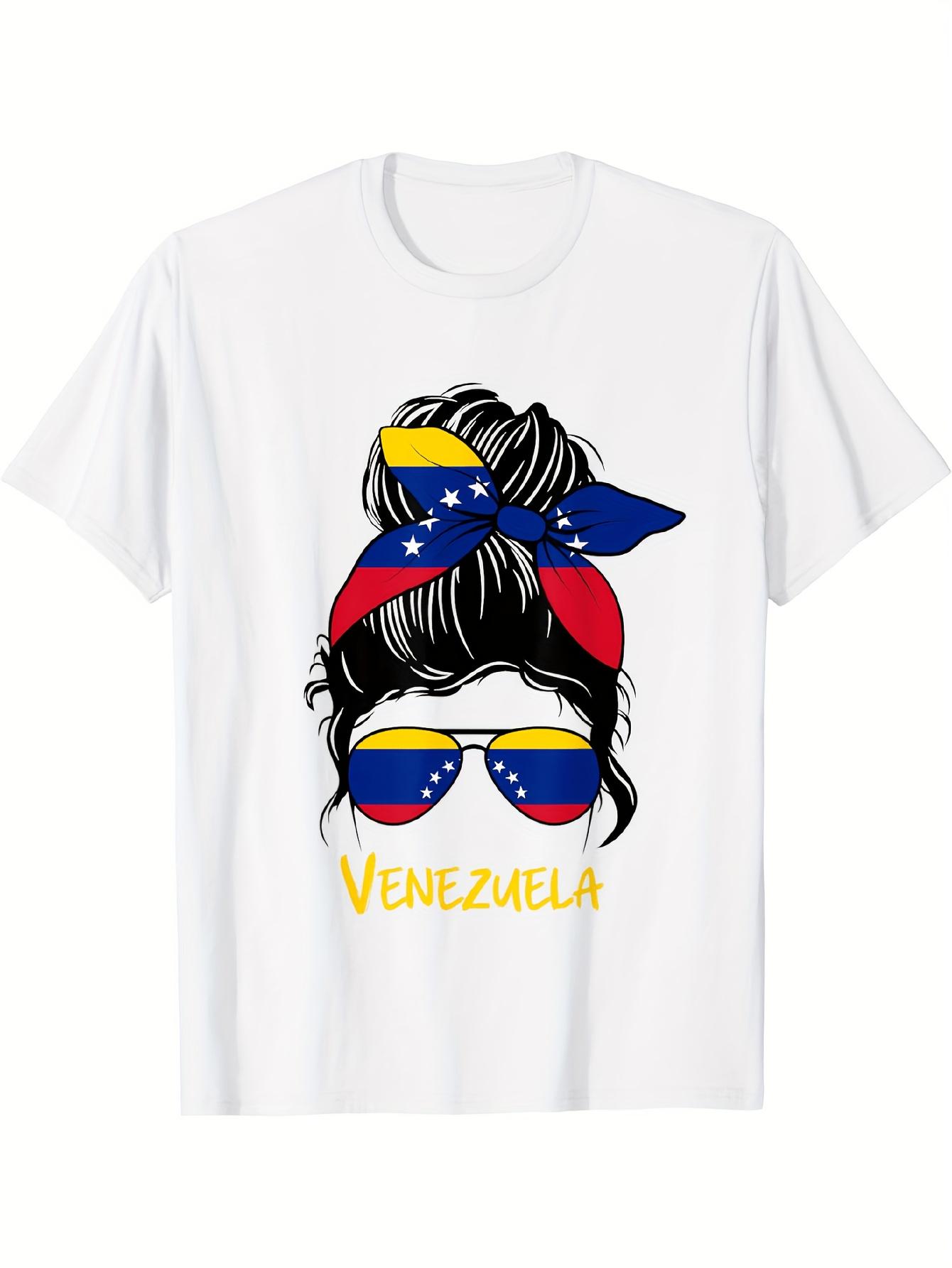 Messy Bun Venezuela Flag Sunglasses T-shirt L
