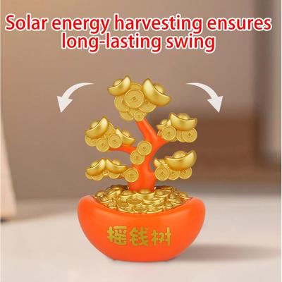 Car Dashboard Decorations Solar-Powered Shaking Money Tree Design Automotive Interior Decor Cute Dashboard Car Accessories