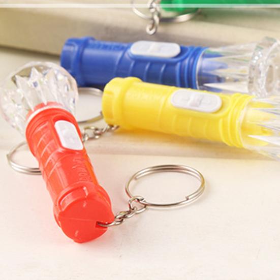 10Pcs Flashlight Toy Metal Buckle Portable Diamond Shape Exquisite Comfortable Grip Entertainment Fine Workmanship Kids Flash Light Key Rings Pendant