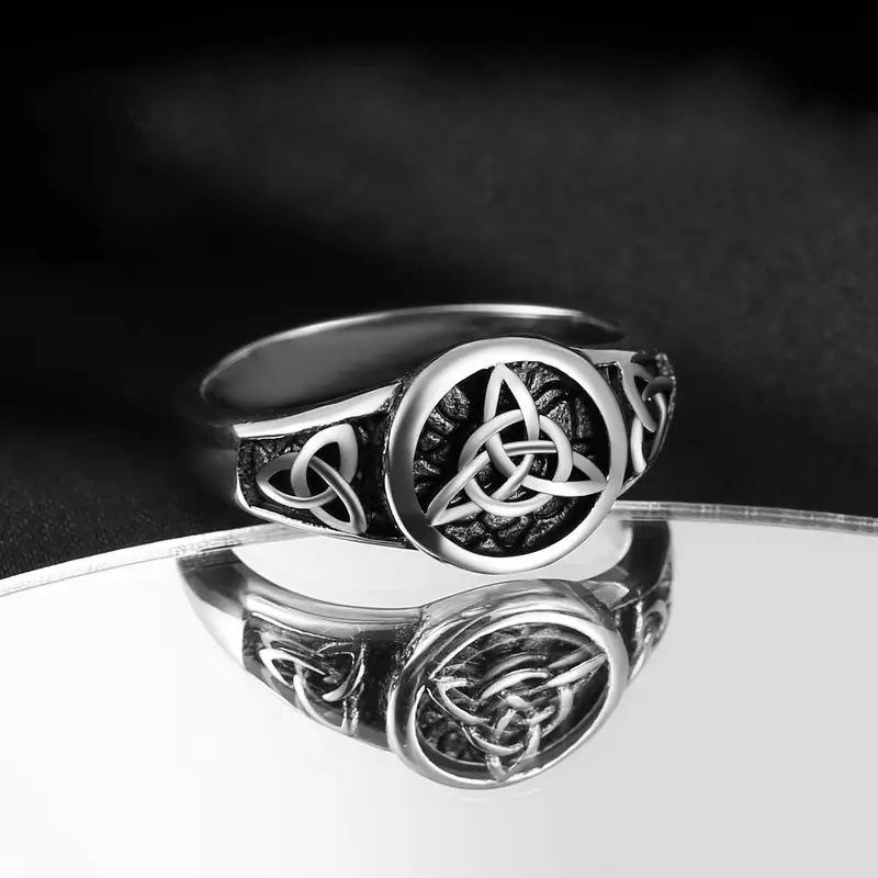 Zhenrong Thailändisches Silber Keltische Knoten Dreifaltigkeit Hexen Amulett Strassstein Ring