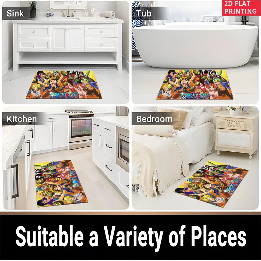 Anime Straw Hat Crew Party Doormat, Cartoon Character Non-slip Floor Mat, Decorative Entrance Rug for Home Living Room Bedroom