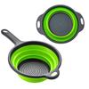 2 Pcs/Set Foldable Silicone Colander Fruit Vegetable Washing Basket Strainer With Handle Strainer Collapsible Drainer