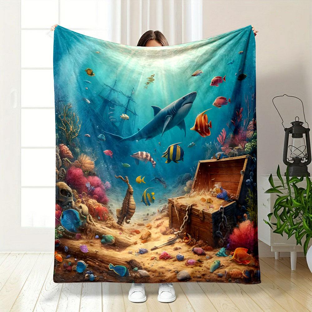 Underwater Treasure Adventure print blanket soft and cozy perfect for the living room bed sofa or a nap,gift