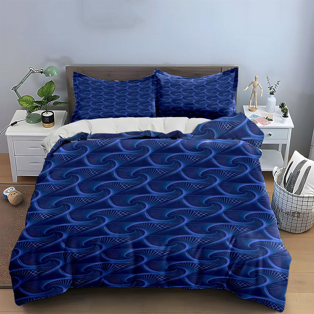 Blue swirling wave pattern. Bedding sets Duvet cover sets Duvet covers Pillowcases(1*Duvet Cover 2*Pillowcases without duvet insert)