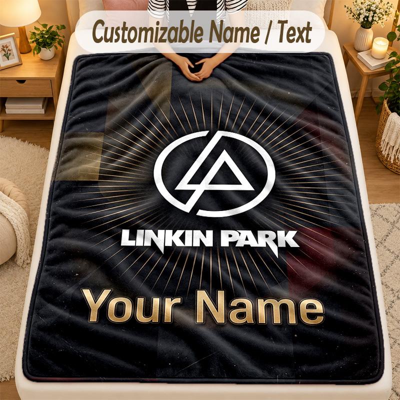 Flannel BlanketLinkin Park Custom Name Text Personalized Soft Warm Throw Blanket Home Decor Gift