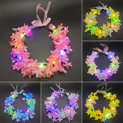 Couronne de fleurs LED lumineuse pour femmes et filles, bandeau lumineux pour Halloween, décoration de fête de noël