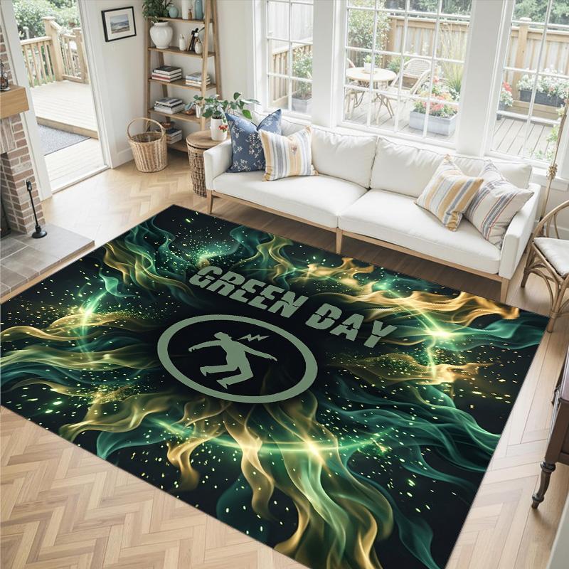Green Day Design Kristall Samt Teppich Gemütlich Nicht?Rutschfester Teppich mit Aufdruck für Schlafzimmer Wohnzimmer Eingang