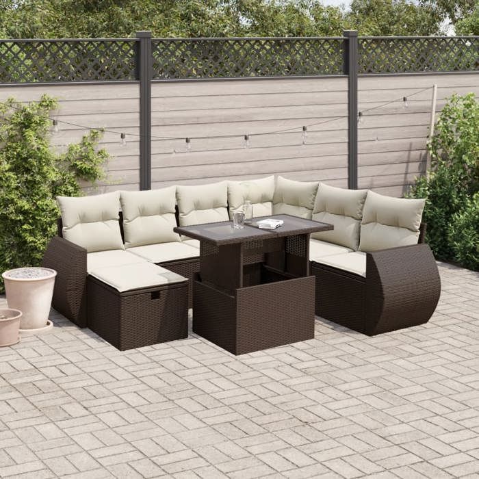 VidaXL Salon de jardin 8 pcs avec coussins marron résine tressée 3275163