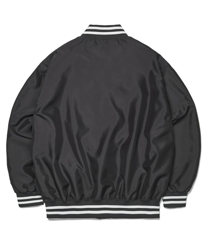 Soundslife Sl Logo Satin Baseball Jacket Charcoal