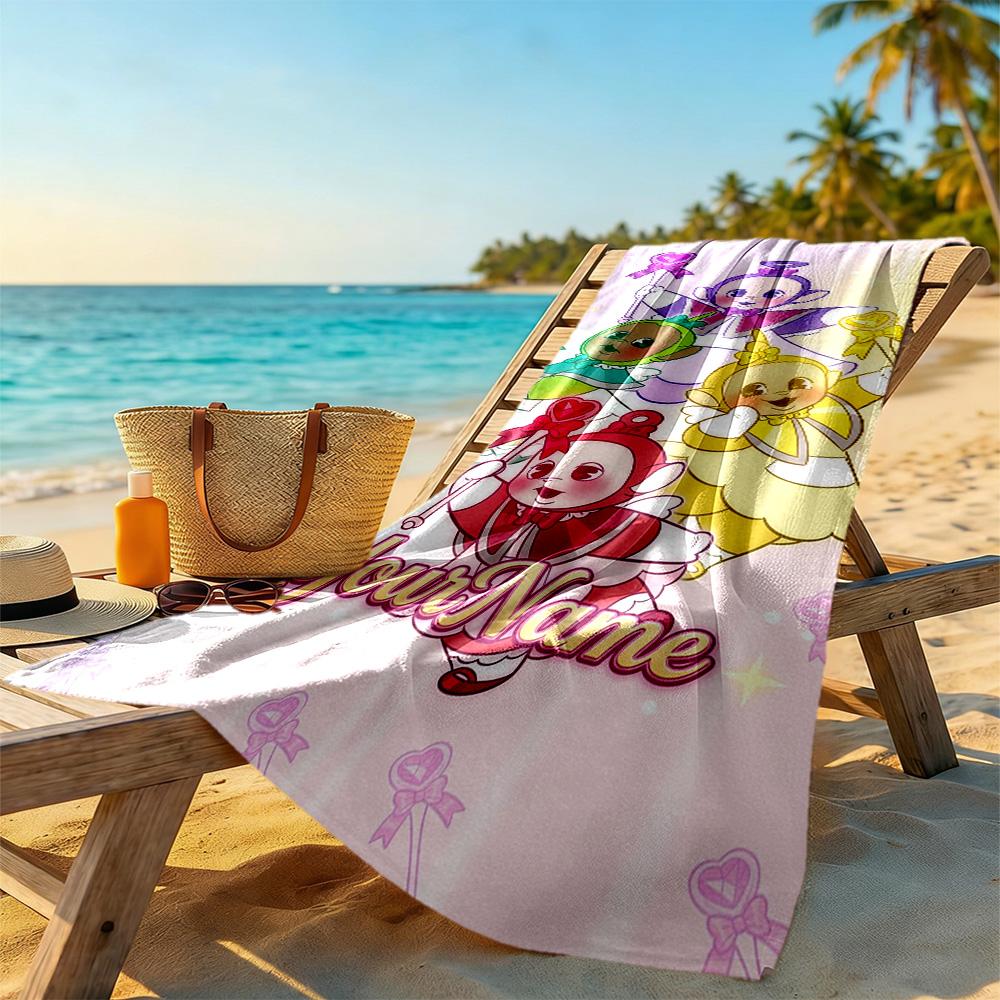 Teletubbies Customize Text Beach Towel Super Soft Microfiber Quickdry Fabric Suitable for Sports Travel Swimming Yoga Bathroom Beach And Pool