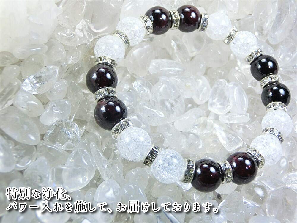 Amulet To Help You Achieve Your Garnet and Crack Quartz Power Stone Bracelet for Natural Stones 16cm Goals! Women, [Purifying Stone] (Medium Size,
