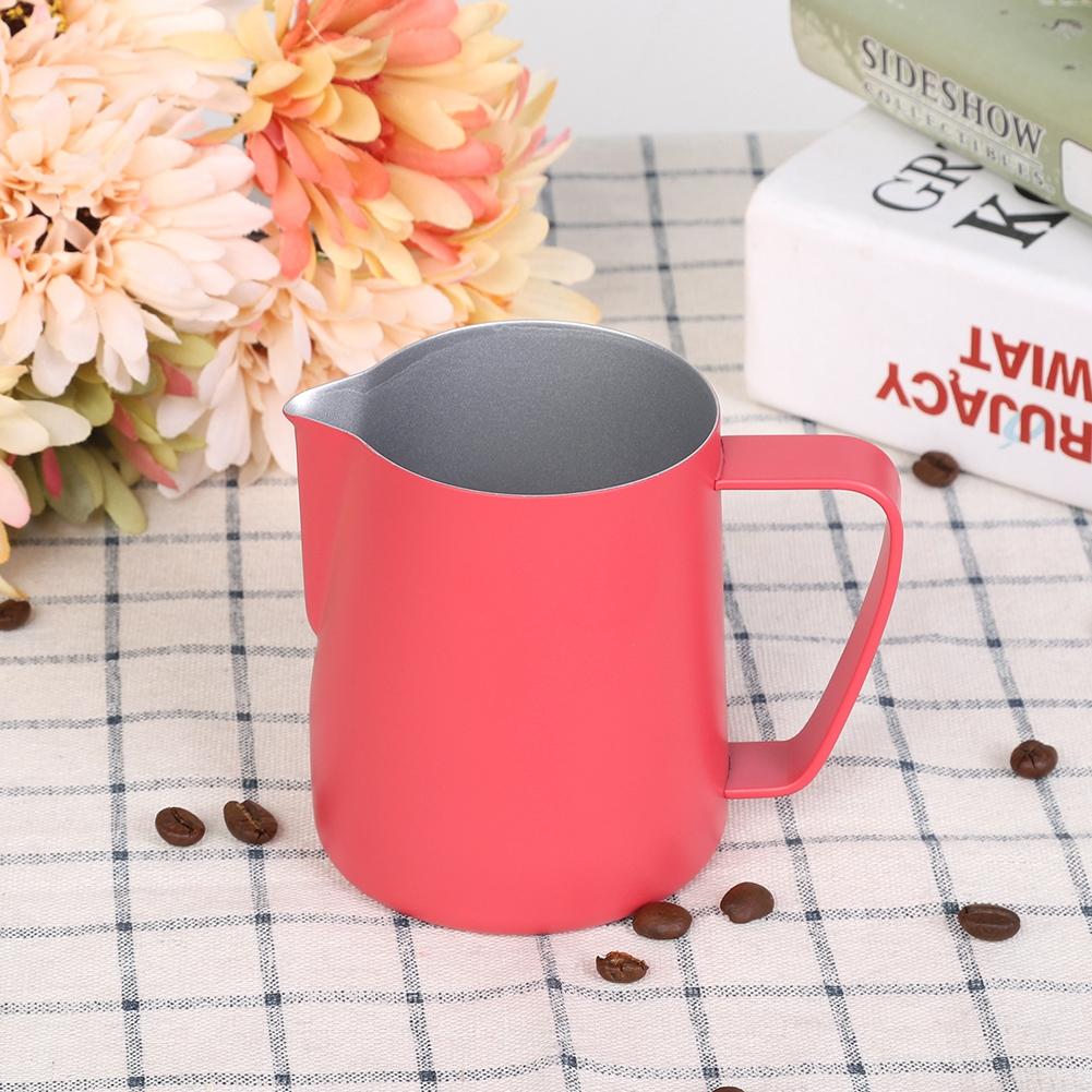 350ml Stainless Steel Milk Frothing Jug Frother Coffee Latte Container Cup Coffee UtensilsRose Red
