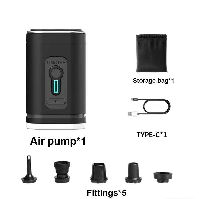 

Multifunctional Electric Air Pump Home Vacuum Pump Portable with Hook LED Light Outdoor Camping Light 3in1 Type-C Charging Tool чорний