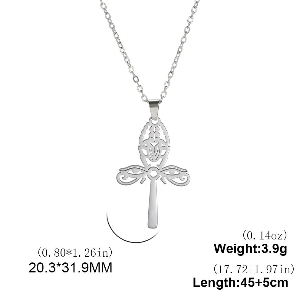 LIKGREAT Egyptian Eye of Horus Ankh Cross Protection Necklace for Women Men Stainless Steel Celtics Knot Amulet Jewelry
