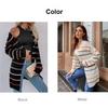 Over Size Striped Long Sleeve Cardigan Coat for Women Autumn Winter Casual Workwear