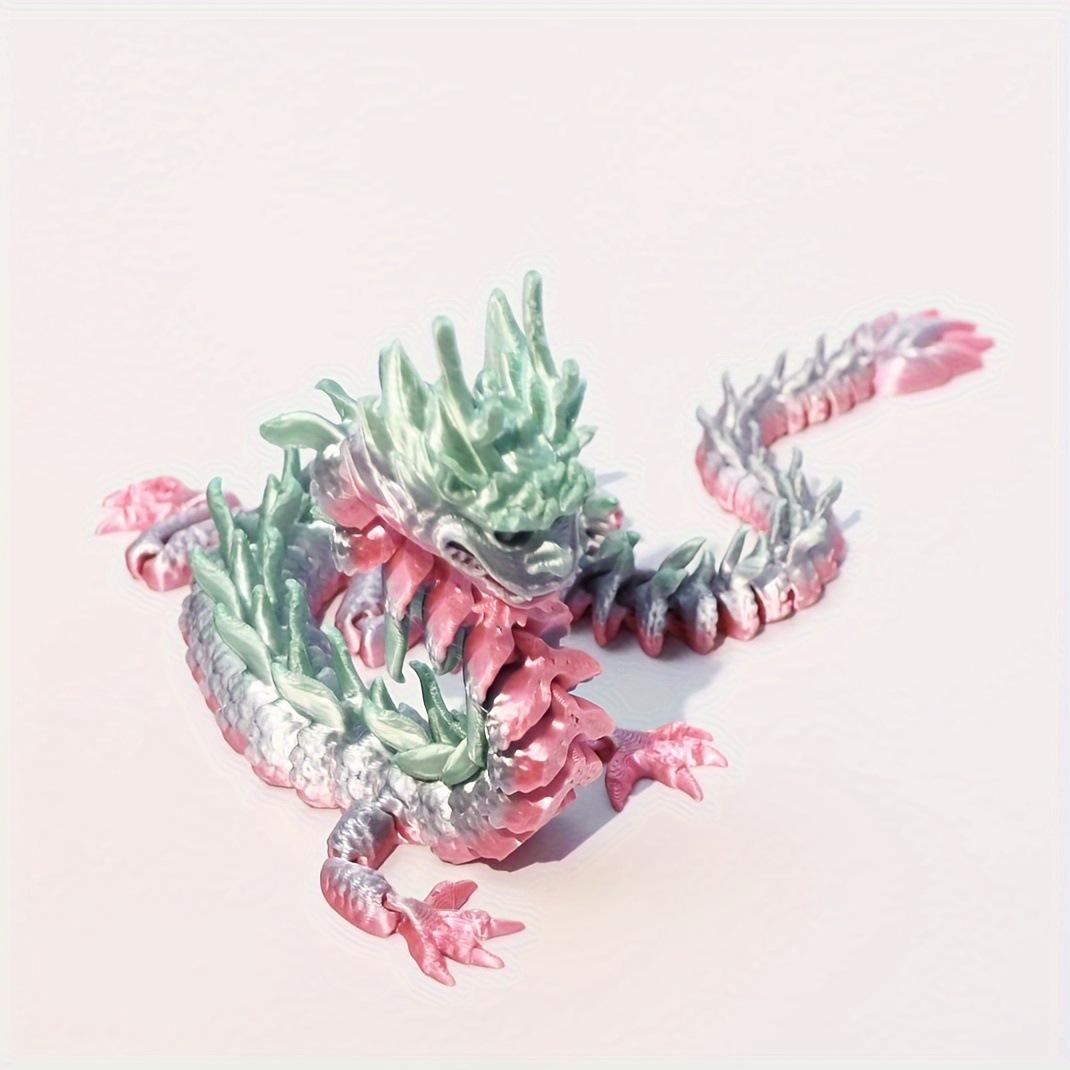 Jointed Dragon Figurine For Home Office Desk Decor Craft Christmas Gift,3d Printed Winged Dragon Ornament With Crystal Details