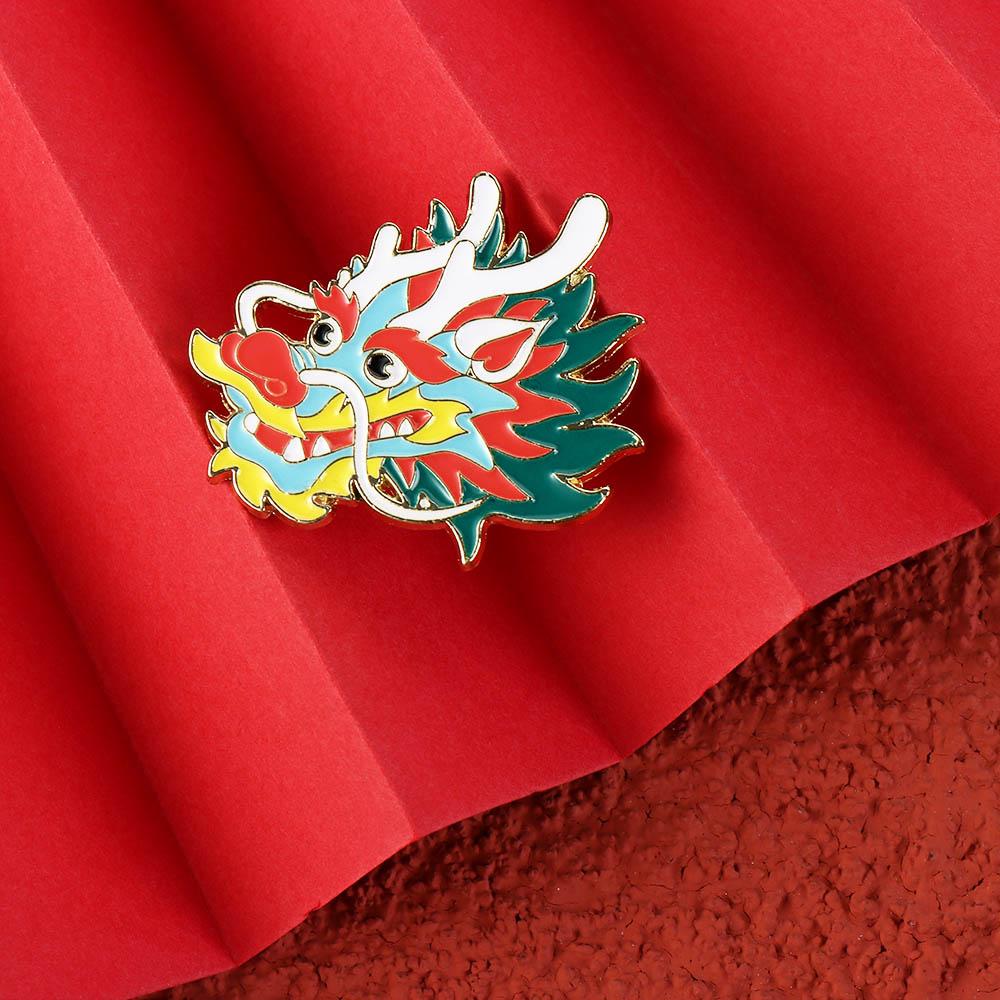 Dragon Head Dragon Head Brooch Dragon Year Cartoon Pin Brooch Cartoon Dragon Year Brooch  Kids Gift