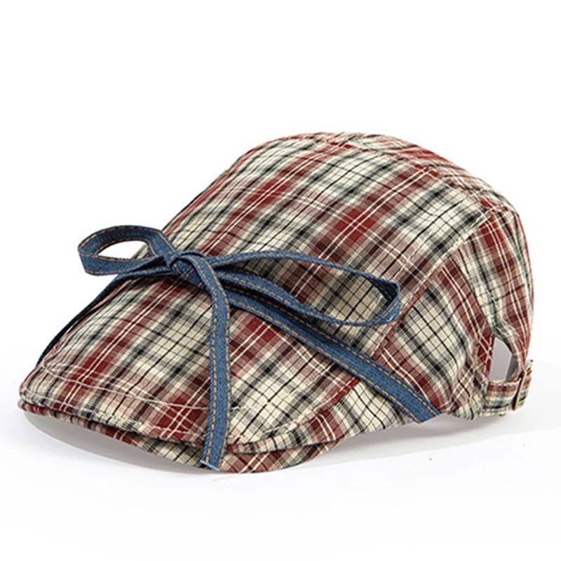

Ретро-шляпа Forward Y2K Sweet Bows Strap Painter Caps Vintage Striped Bowknot Newsboy Hats Vintage Striped Bowknot Newsboy Hats