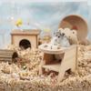 Handmade Wooden Hamster Chair Cartoon Hamster Seat Hamster Dining Chair Small Animal Habitat