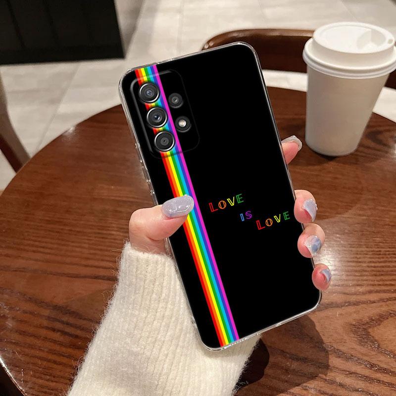 LGBT Rainbow Flag Gay Lesbian For Samsung Galaxy A55 Case A54 A52 A53 5G A15 A14 A13 A23 A51 A34 A35 A33 A32 A72 A71 Clear Cover
