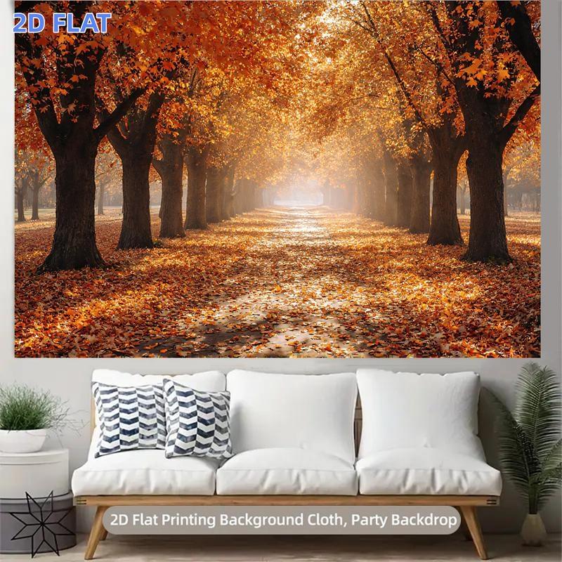 2D Plane 1 Piece of Autumn Boulevard Theme Decoration Suitable for Birthday Party Backdrop Fabric