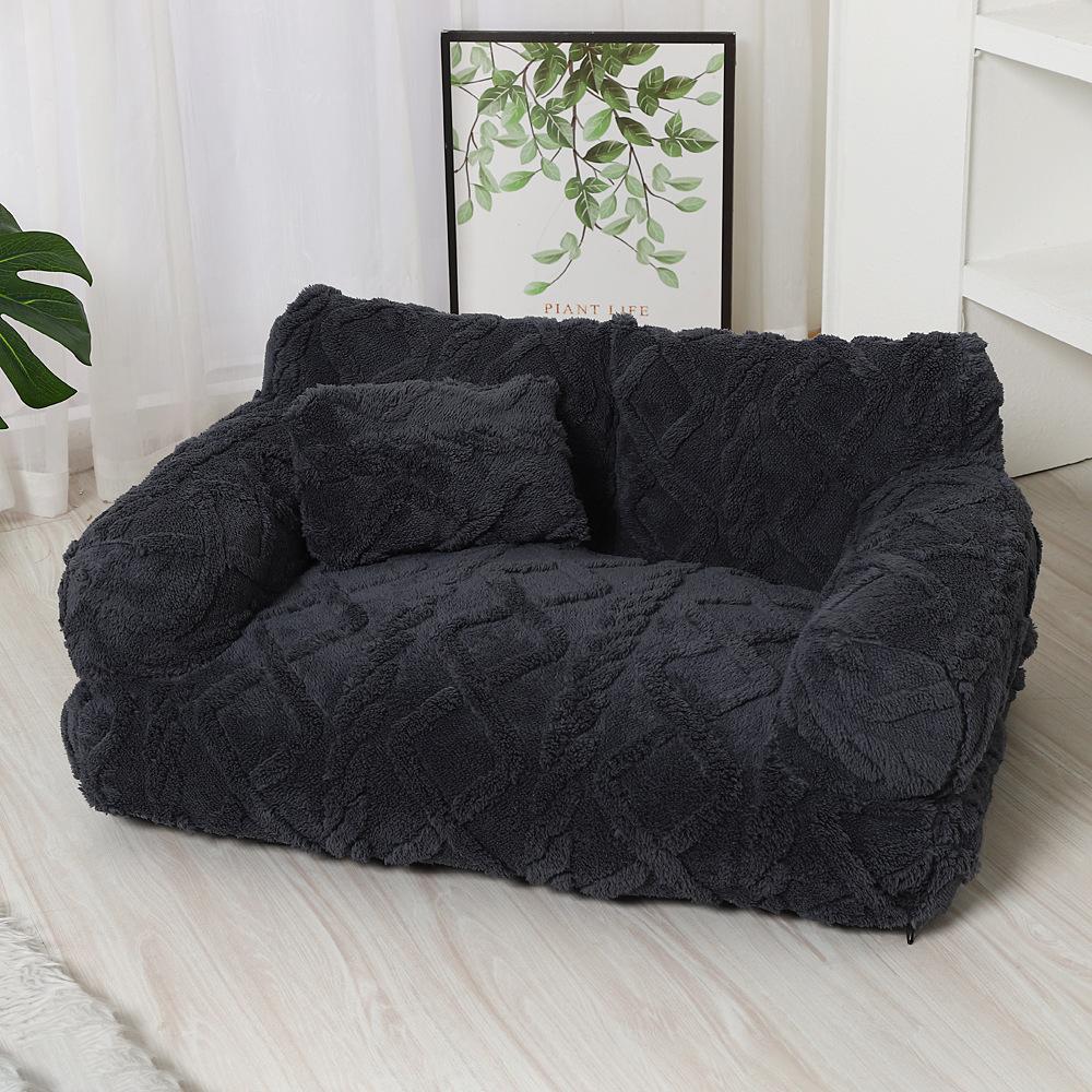 Plush Pet Sofa Bed Winter Warmth Thickened Washable Large Size Universal Pet Supplies
