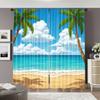 2pcs   spring summer Curtains Hawaii Beach Ocean Art Digital Print Drapes Fabric Home Decor Perfect for Bedroom   Living Room