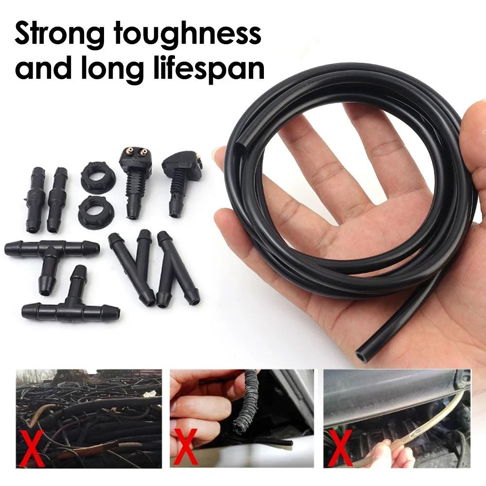 Universal Auto Car Windshield Washer Hose Wiper Blade Pipe Jet Spray Nozzle Water Fluid Tube Joiner Connector Replacement Kit