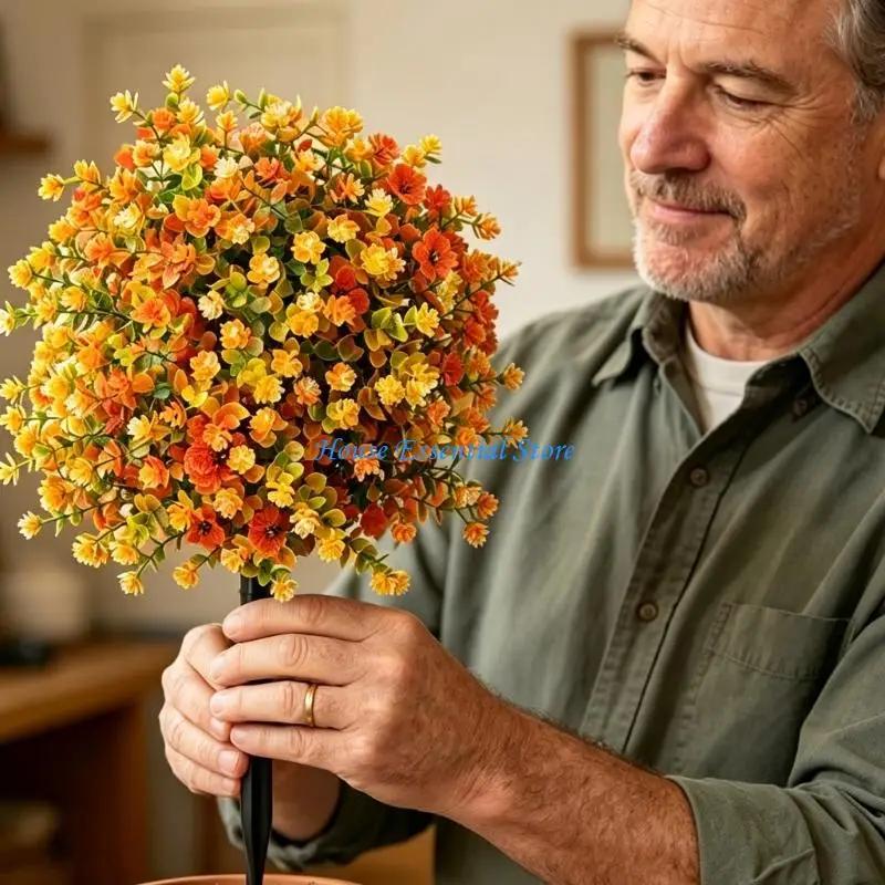 B0KB Realistic Flower Stake Outdoor Artificial Plant With Ground Stake For Garden Patio Yard Front Porch Indoor Decoration