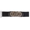 Ceinture large élastique noire élégante vintage à boucle métallique pour femmes, décoration pour manteau, robe, ceintures